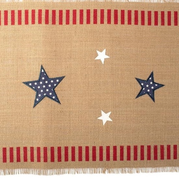 Star Red White & Blue Patriotic Jute Table Runner! - Picture 4 of 6